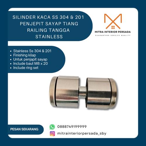 Jual Silinder kaca Ss 304 201 penjepit sayap tiang railing tangga ...