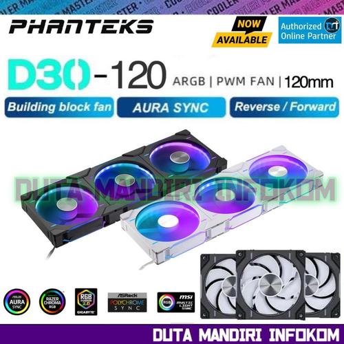 Phanteks D30 Kit 3 Ventole PWM Flusso d'Aria Invertito 140 mm D-RGB Bianco Phanteks D30 Kit 3 Ventole PWM Flusso d'Aria Invertito 140 mm D-RGB Bianco