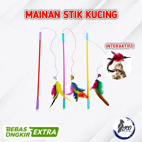 Promo MAINAN KUCING KITTEN TONGKAT STIK TOYS CAT TEASER ROPE STICK ...