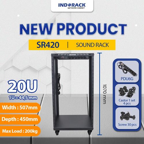 Jual INDORACK Audio Rack 20U SR420 Sound Rack System Depth 450mm - Kota ...