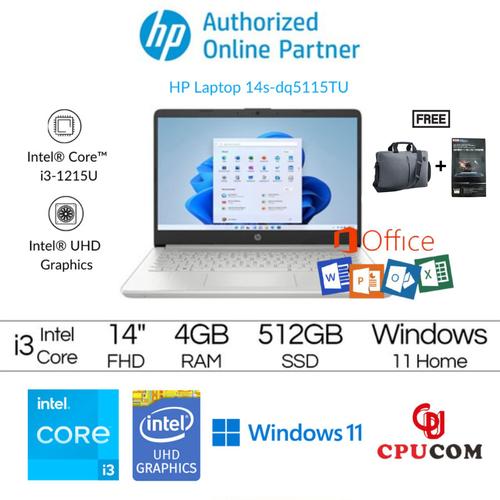Jual Laptop HP 14s-dq5115TU i3-1215U 4GB 512GB SSD FHD Win11