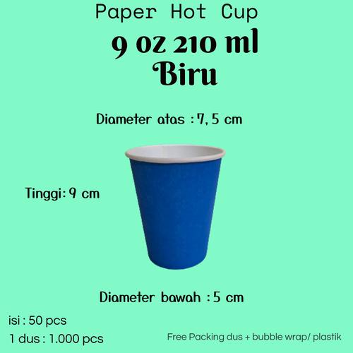 Jual Paper Hot Cup 9 oz 210 ml BIRU Gelas Kertas isi 50 pcs - Jakarta ...