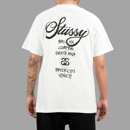 stussy world tour tee white