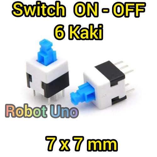 Jual Saklar On Off 6 Kaki 7x7 Push Button ON OFF Self Locking - Kota ...