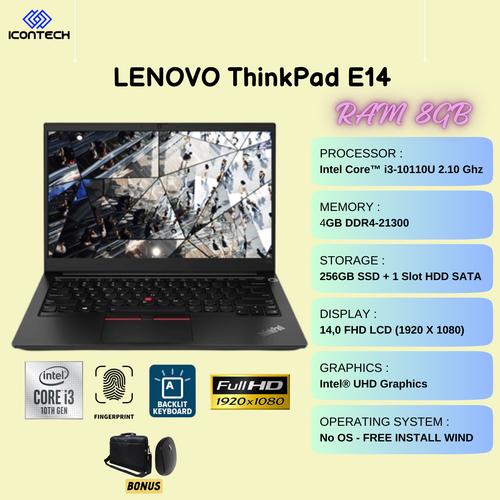 Windowsノート本体 Lenovo ThinkPad E14 i3-10110U 8 256 14.1 Lenovo ThinkPad E14 Intel Core i3-10110U/8 GB/256 GB SSD/14
