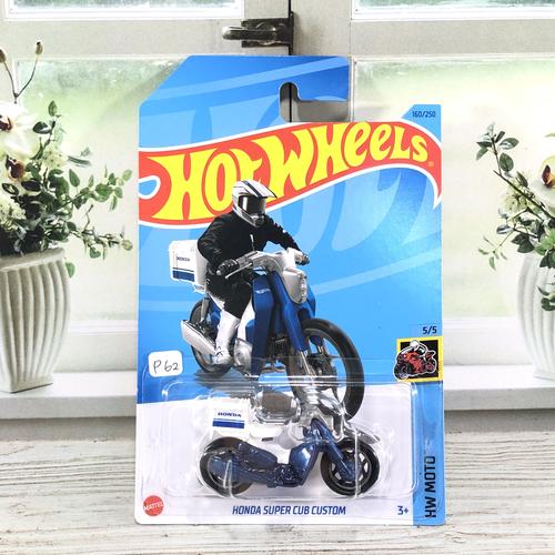 Miniature Hot Wheels 1:64 Honda Super Cub - Blanche Et Bleu - Boîte Fermée