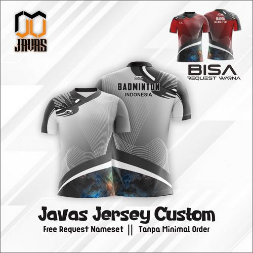 Jual Baju Jersey Badminton Bulutangkis Custom Nama&Logo S, Biru