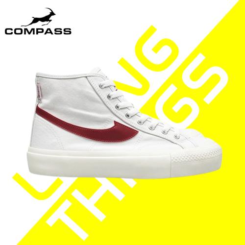 sepatu compass gazelle white red