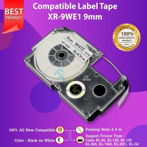 CASIO EZ-Label Printer XR-9YW1 tape zelfklevend 9 mm x 8