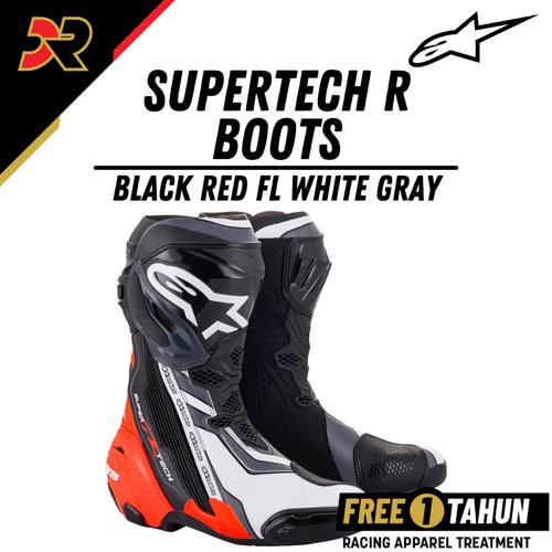 Jual SUPERTECH R BLK RED FL WHT GRAY BOOTS RACING SHOES SEPATU ...