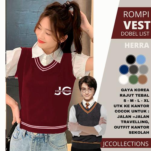 Jual Sweater Rompi Rajut Wanita Korea Herry Potter List Putih NOSH ...