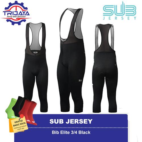 Jual SUB Jersey Bib Elite 3/4 Bib Sepeda Black, XL Kota Yogyakarta