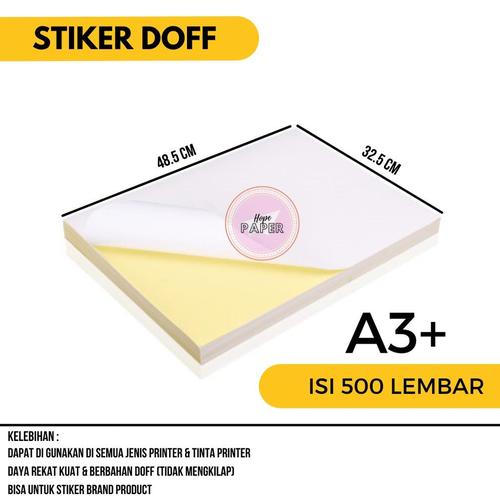 Sticker Paper Doff Jual Kertas Sticker Doff A3 Plus isi 500 lembar / Kertas Sticker A3 ...