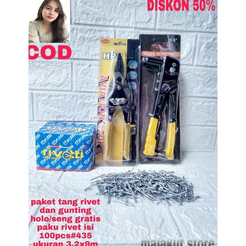 Jual paket tang rivet dan gunting baja ringan holo gratis paku rivet ...