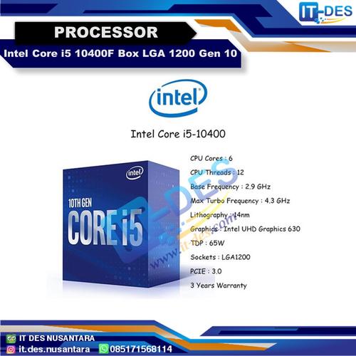 Jual Processor Intel Core i5 10400 Box LGA 1200 Gen 10 Kota
