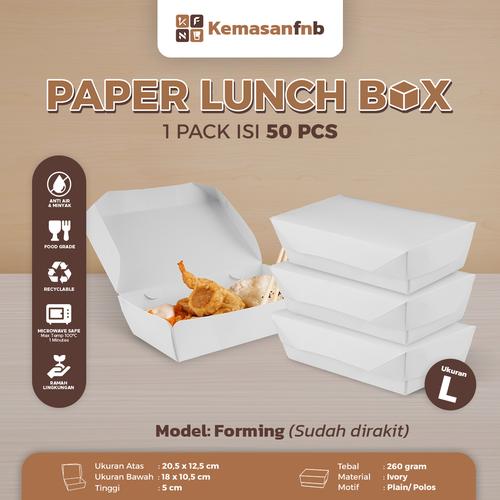 Promo Paper Lunch Box [Forming] 1 Pack Isi 50 Pcs Ivory 260gr 1PE ...