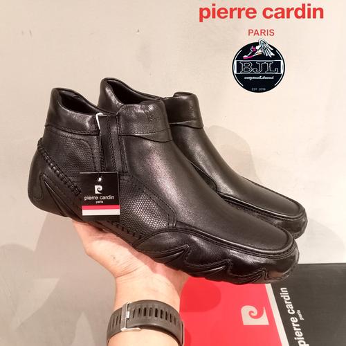 Jual sepatu boots Pierre cardin 1602 black original kulit asli