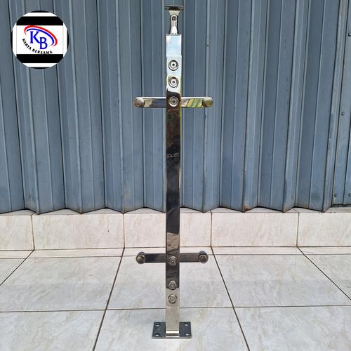 Jual jual tiang railing tangga stainless double plat Ss 304 / Balkon ...