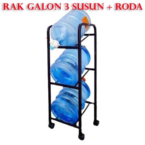Jual Rak Galon 3 Tingkat Tempat Galon Aqua Pakai Roda - Putih - Jakarta ...