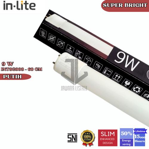 Jual IN LITE LAMPU T8 NEON LED 9 WATT 60CM INT8G008 - 6500K PUTIH ...