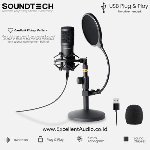 Jual Microphone SOUNDTECH USB Condenser Mic Stand Table for PC ...
