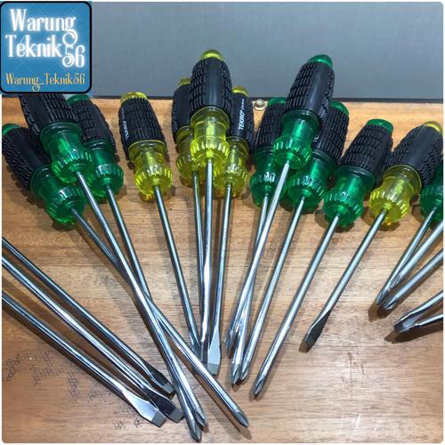 Jual TEKIRO OBENG GAGANG KARET PLUS ( + ) MINUS ( - ) PH2 6 X 100mm ...