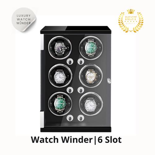 Jual Kotak Jam Tangan Isi/Slot 6 Box Putar Otomatis / Luxury Watch