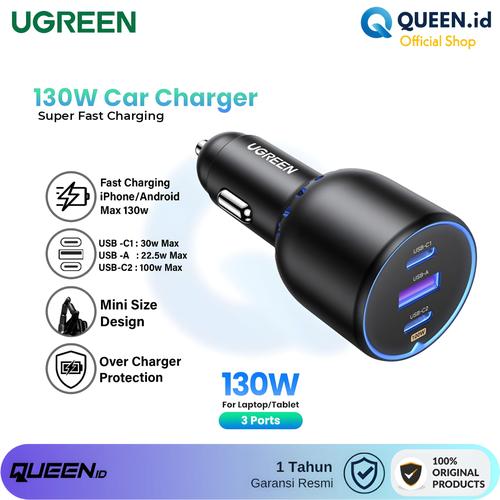 Jual UGREEN Car Charger Mobil 130W 3 PORT USB TYPE C PD QC 4.0 Fast