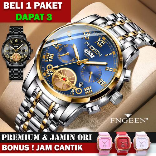 Jual Jam Tangan Pria FNGEEN Luxury Stainless Steel Quartz Original