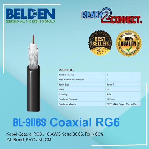 Jual BELDEN 9116S 100 METER Kabel Coaxial RG6 75 BLACK Roll 305m