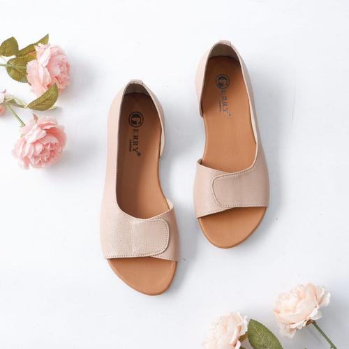 Jual SANDAL KULIT WANITA ASLI SAPI PAPIRUT GARUT TEPLEK FLAT SHOES BAGUS Kab. Garut