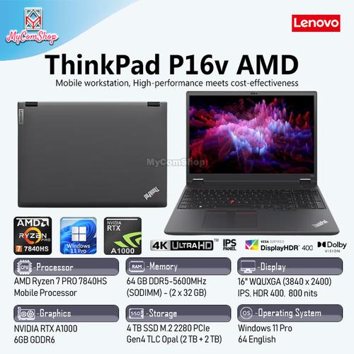 Jual LENOVO THINKPAD P16V RYZEN PRO 7840HS 64GB 4TB RTX A1000
