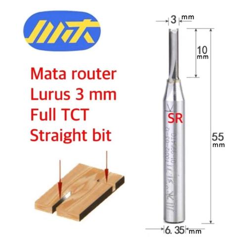 Jual Mata Profil/ Router Lurus 3 mm Full TCT/ Straight Bit CHUAN MU ...
