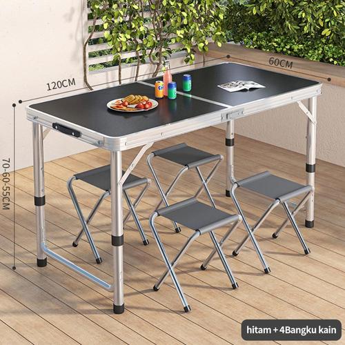 Jual Meja Lipat Meja Belajar Meja Koper Aluminium 60X120 Cm 0/2/4 Kursi ...