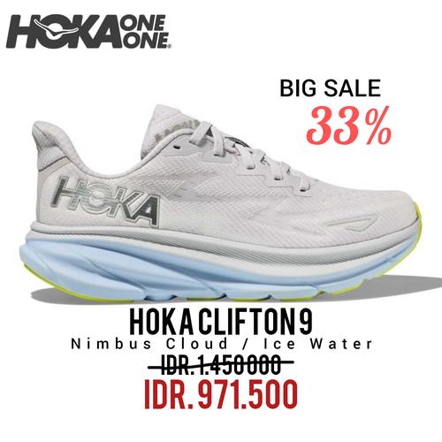 Jual HOKA ONE ONE CLIFTON 9 NIMBUS CLOUD / ICE WATER MEN'S 100% ...