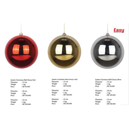 Jual Hiasan Natal Bola 15 cm Jumbo Aksesoris Christmas Ornament 3 Pcs