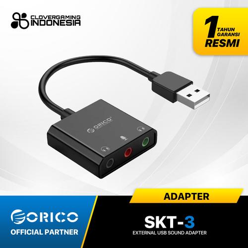Jual Orico SKT3 External USB Sound Card Jack 3.5mm Converter to USB2.0 Kota Bandung Clover