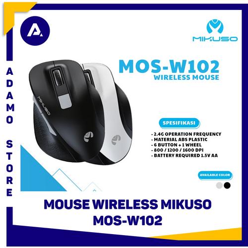 Jual Mouse Wireless Mikuso MOS-W102 2.4G Optical Mouse - Putih - Kota