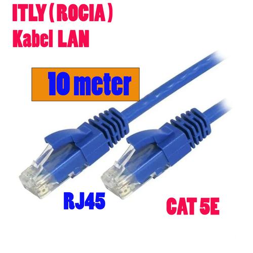 Jual Kabel internet 10 meter ROCIA RJ45 LAN UTP 10m BIRU cat 5e siap ...