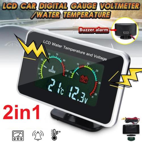 2IN1 Auto Batterie Monitor | Zigarettenanzünder Voltmeter & Thermometer - 12V/24V Für Alle Fahrzeuge