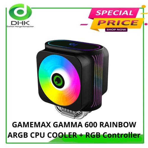 Jual GAMEMAX GAMMA 600 RAINBOW ARGB CPU COOLER + RGB Controller FAN