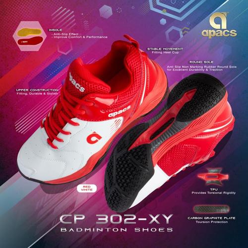 Jual Sepatu Badminton Apacs Orignal CP 302 XY White Lime Kota