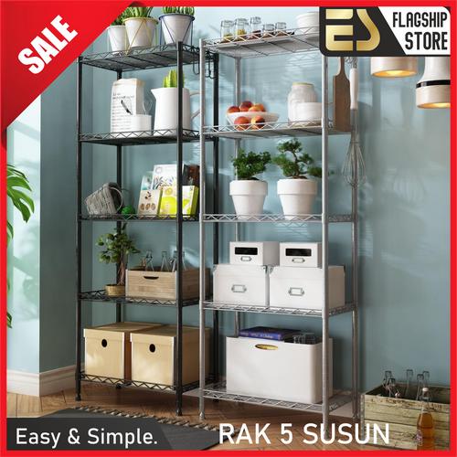 Promo ES Rak penyimpanan 5 tingkat rak penyimpanan rak serbaguna rak