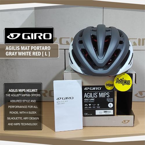 Jual GIRO AGILIS HELMET MATT GREY WHITE RED Size L MIPS BNIB