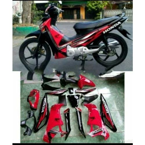 Jual Cover body full halus honda supra x 125 lama warna hitam