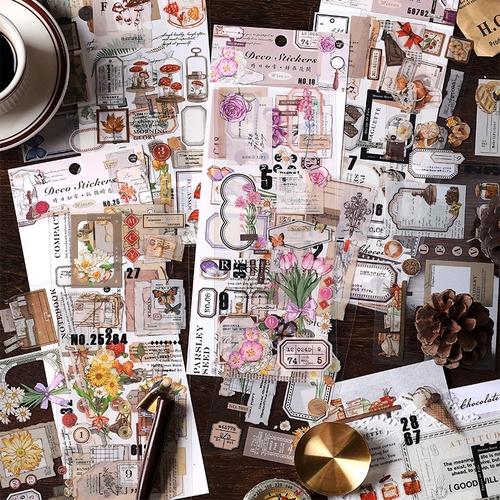 Jual 3 Lembar Aesthetic Vintage Sticker Scrapbook Retro Old Style PET