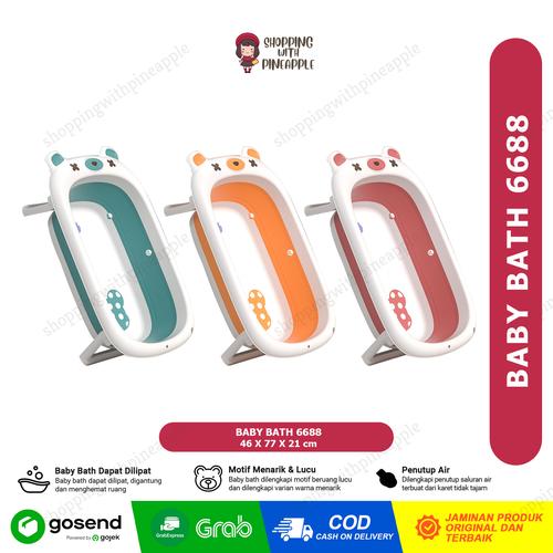 Jual SWP Bathub Baby Portable Dengan Baby Bath Pillow/Foldable Baby Bathub 6688 PINK, POLOS