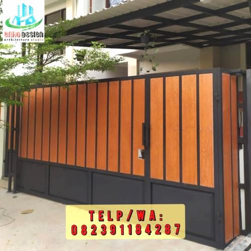 Jual Pagar Besi Minimalis GRC Motif Serat Kayu - Jakarta Barat - Gaho