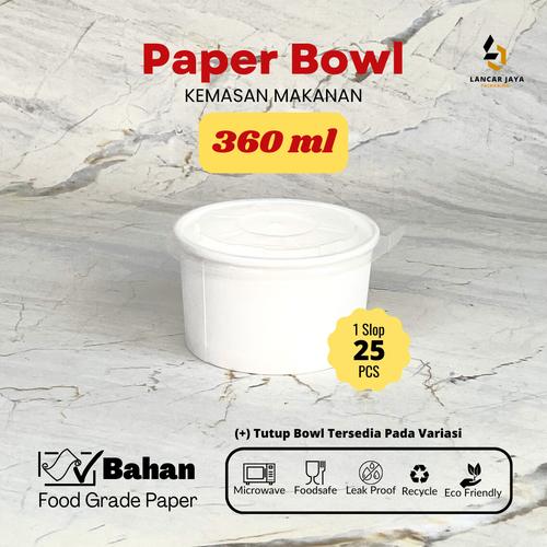 Jual Paper Bowl Cup Mangkok Kertas Nasi Sup Dessert Foodgrade 360 ML 12 ...