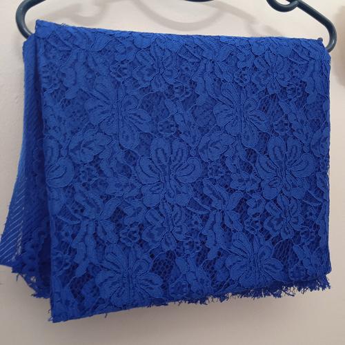 Jual Bahan kain aplikasi cantik warna guava dan brukat biru dongker